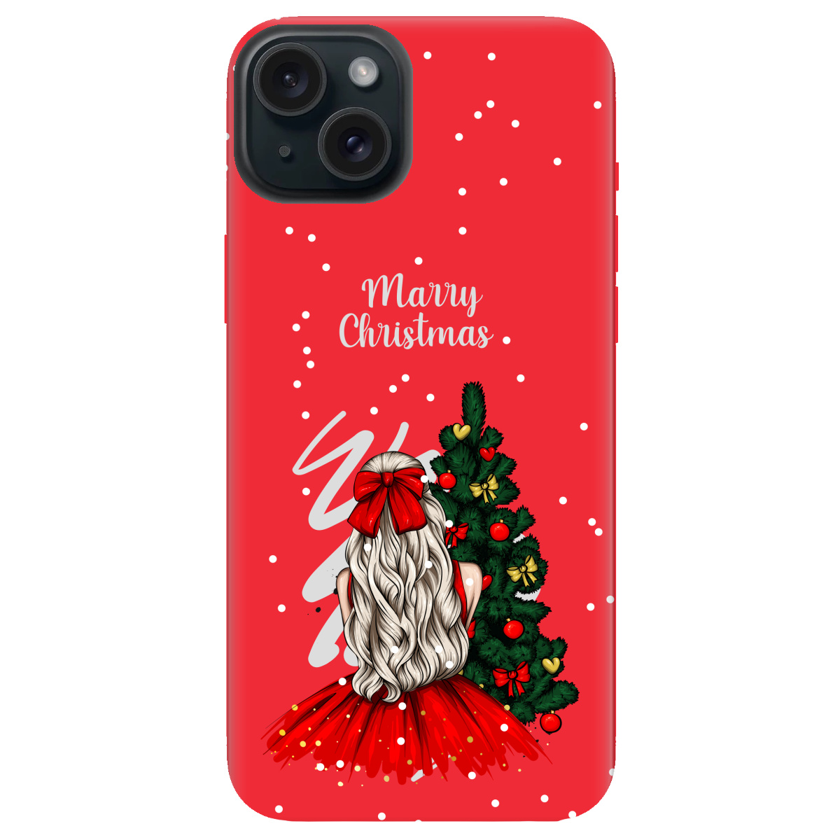 Чехол для Apple iPhone 15 Plus ярко-красный матовый soft touch Beautiful christmas - фото 1 Чехол для Apple iPhone 15 Plus ярко-красный матовый soft touch Beautiful christmas - фото 1 - Чехлы для телефонов