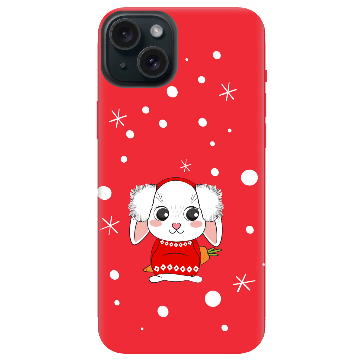 Чохол для Apple iPhone 15 Plus яскраво-червоний матовий soft touch My bunny - фото 1 - Чохли для телефонів