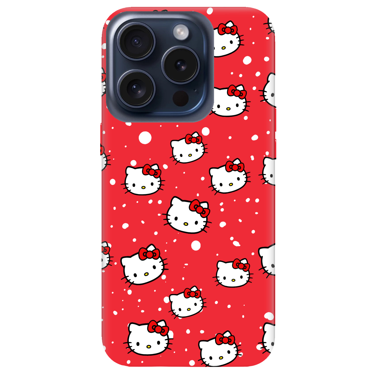 Чехол для Apple iPhone 15 Pro Max ярко-красный матовый soft touch Hello Kitty - фото 1 - Чехлы для телефонов