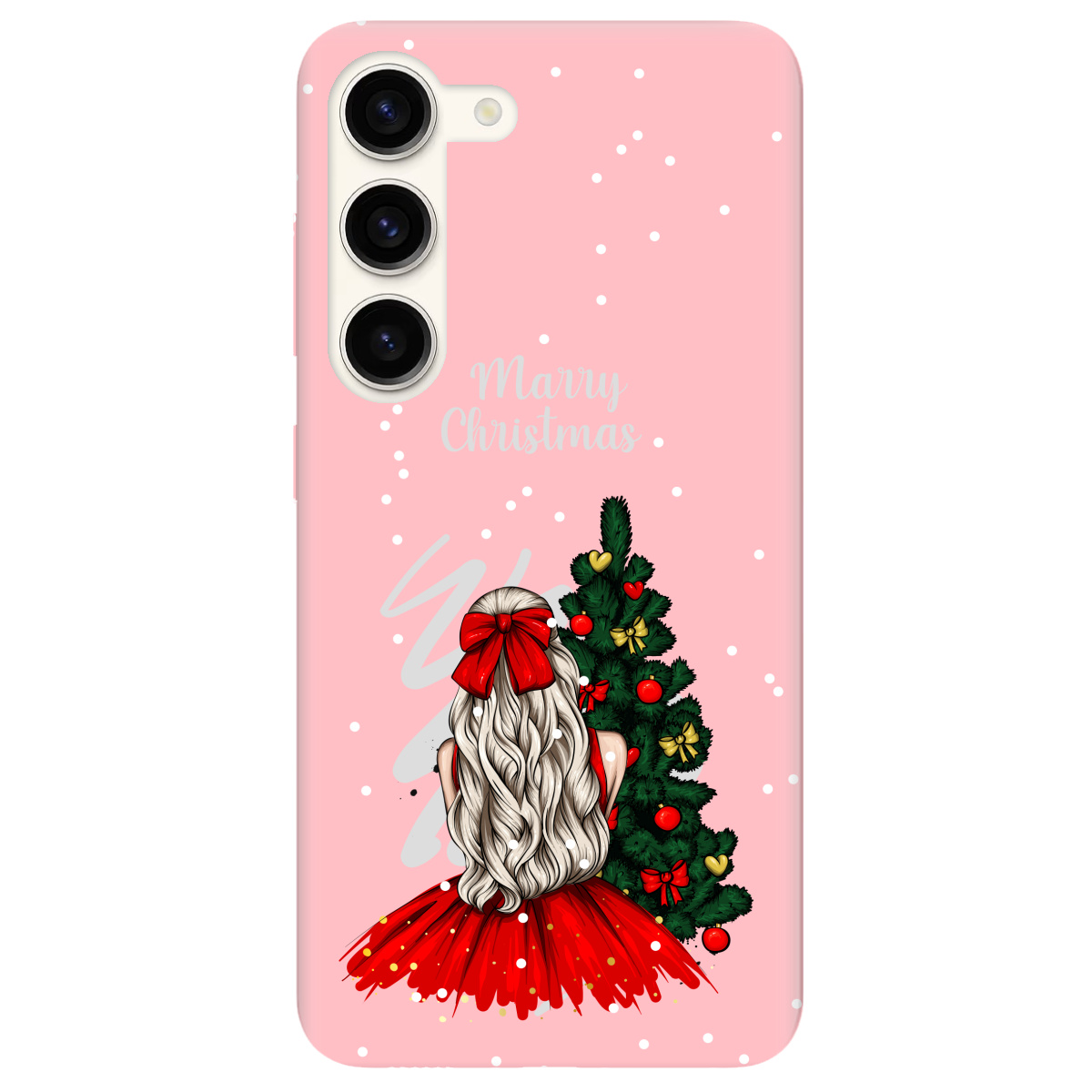 Чехол для Samsung Galaxy S23 Plus нежно-розовый матовый soft touch Beautiful christmas - фото 1 - Чехлы для телефонов