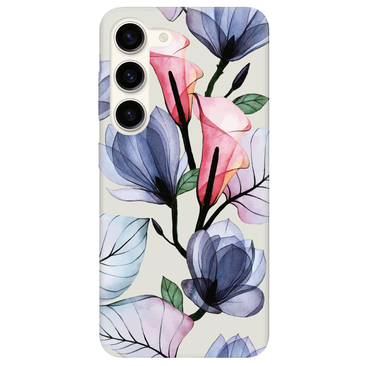 Чохол для Samsung Galaxy S23 Plus напівпрозорий матовий soft touch Tropical flowers - фото 1 - Чохли для телефонів