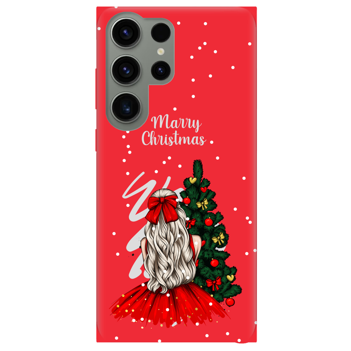 Чехол для Samsung Galaxy S23 Ultra ярко-красный матовый soft touch Beautiful christmas - фото 1 Чехол для Samsung Galaxy S23 Ultra ярко-красный матовый soft touch Beautiful christmas - фото 1 - Чехлы для телефонов