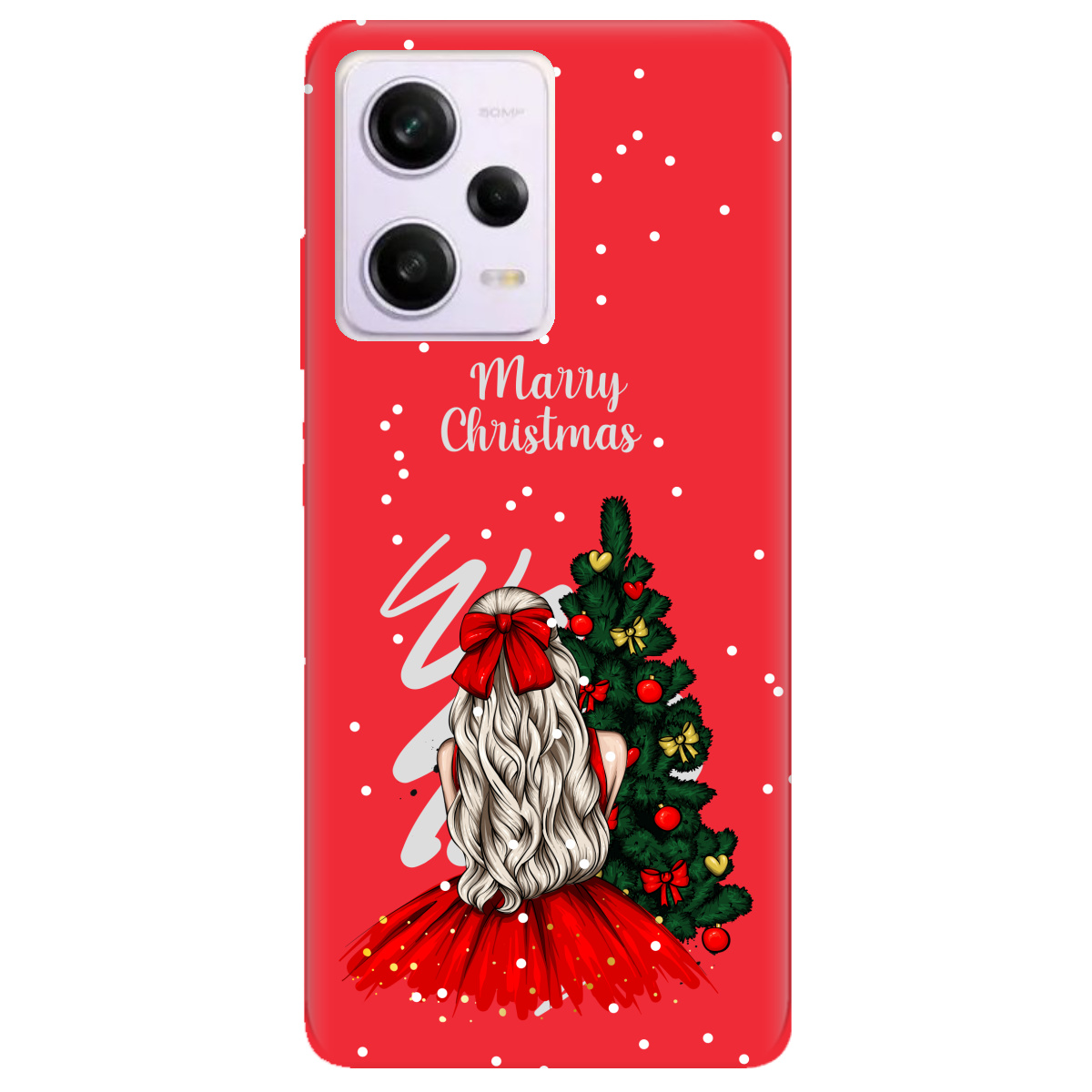 Чохол для Xiaomi Redmi Note 12 Pro 5G яскраво-червоний матовий soft touch Beautiful christmas - фото 1 - Чохли для телефонів