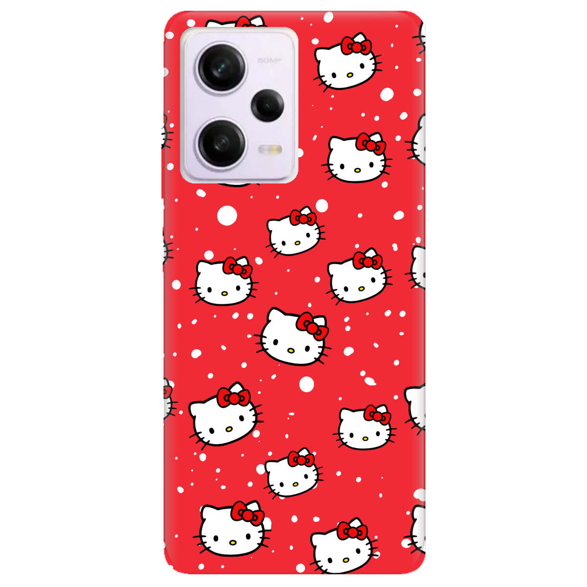 Чохол для Xiaomi Poco X5 Pro 5G яскраво-червоний матовий soft touch Hello Kitty - фото 1 - Чохли для телефонів