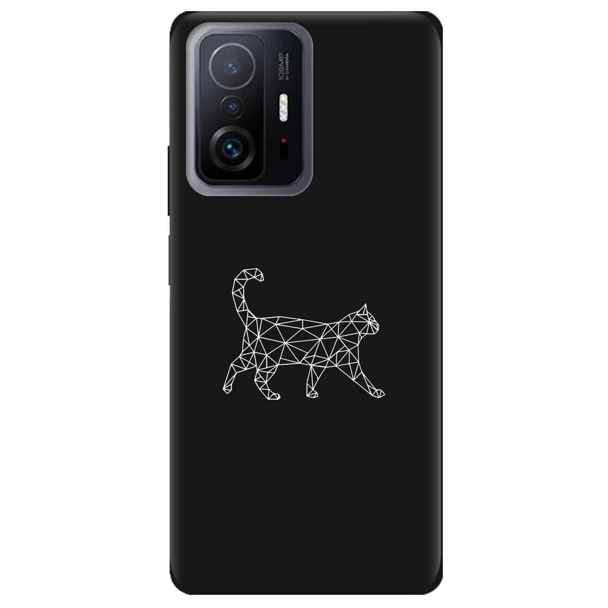 Чехол для Xiaomi 11T Pro черный матовый soft touch White cat - фото 1 - Чехлы для телефонов