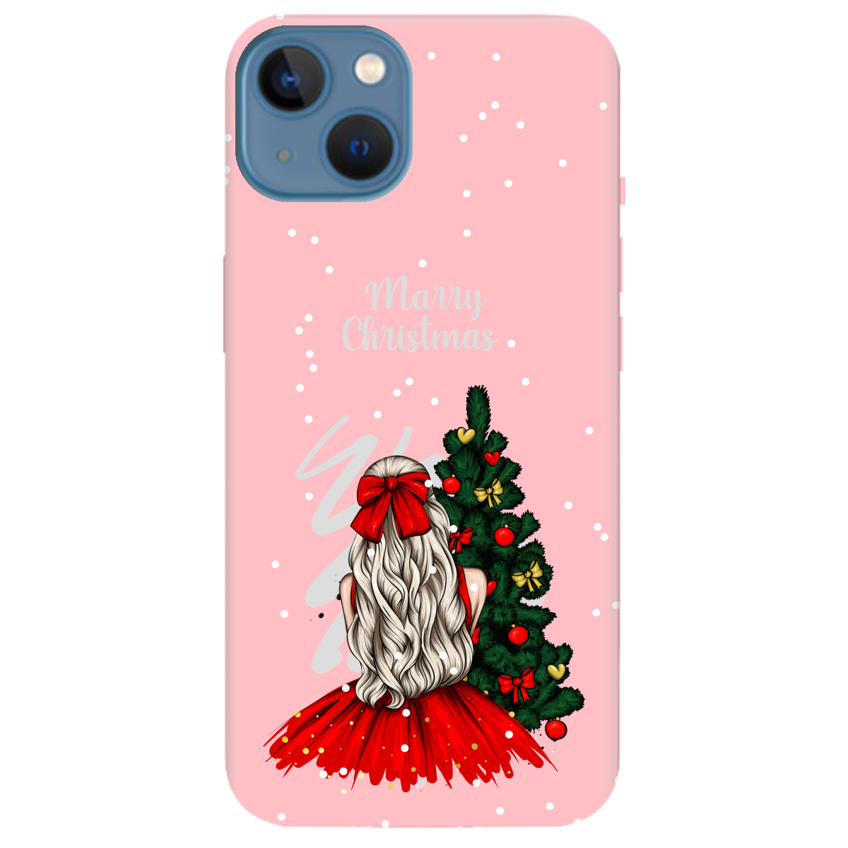 Чехол для Apple iPhone 13 нежно-розовый матовый soft touch Beautiful christmas - фото 1 - Чехлы для телефонов
