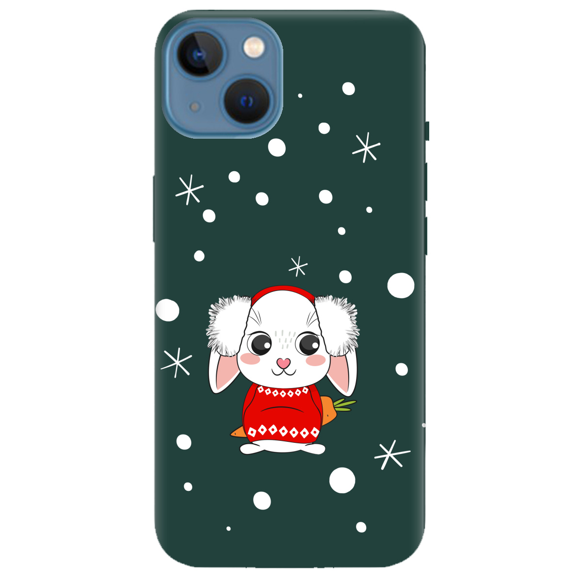 Чехол для Apple iPhone 13 темно-зеленый матовый soft touch My bunny - фото 1 - Чехлы для телефонов