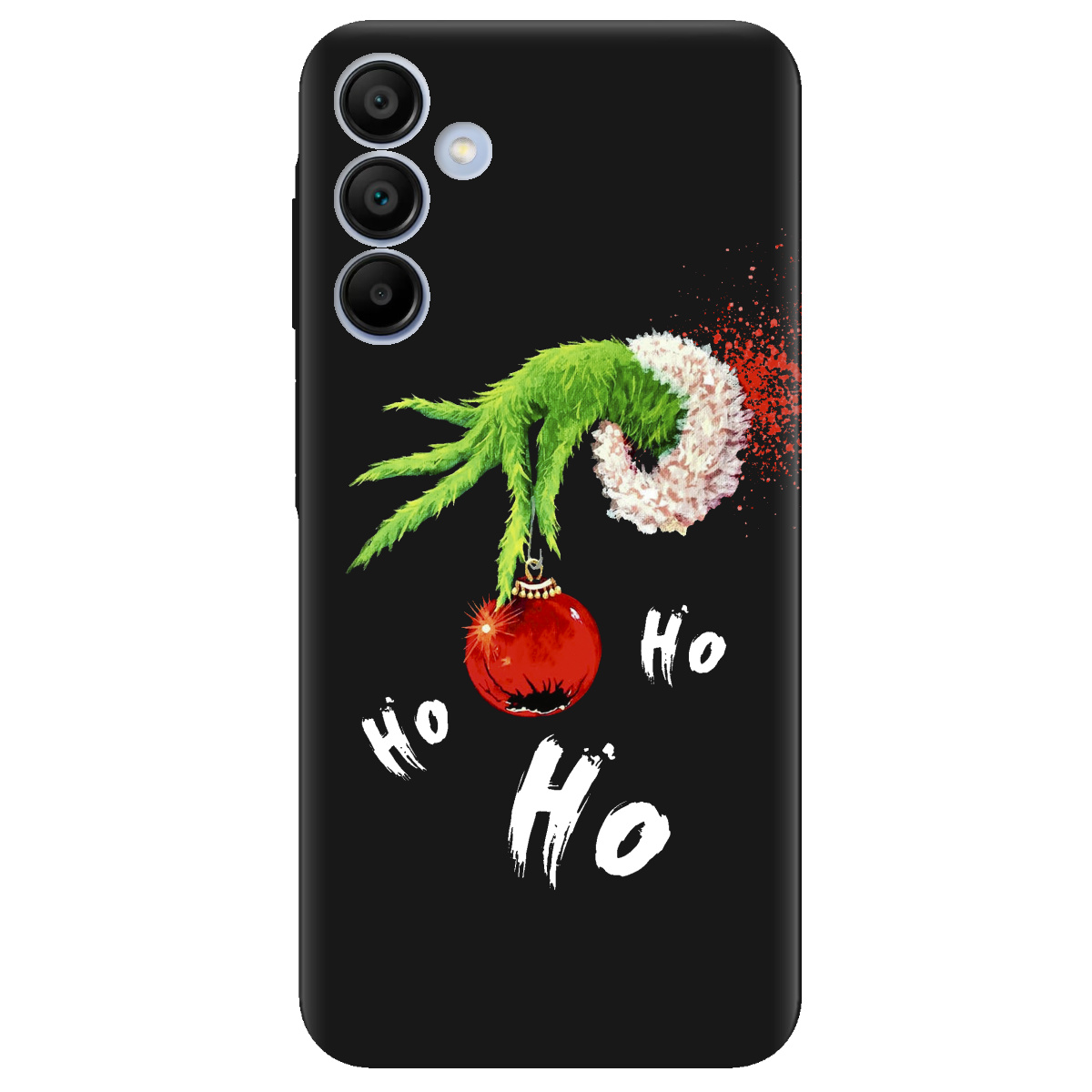 Чохол для Samsung Galaxy A15 чорний матовий soft touch Grinch HO HO HO - фото 1 - Чохли для телефонів