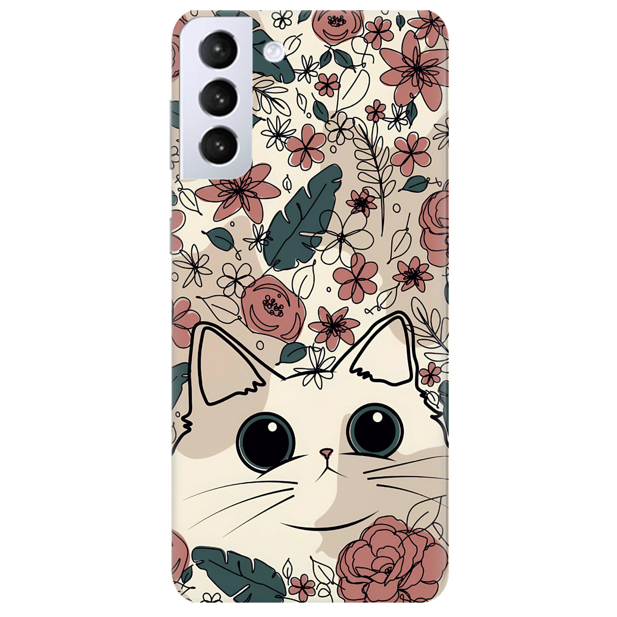 Чохол для Samsung Galaxy S21 Plus Flower cat - фото 1 Чохол для Samsung Galaxy S21 Plus Flower cat - фото 1 - Чохли для телефонів