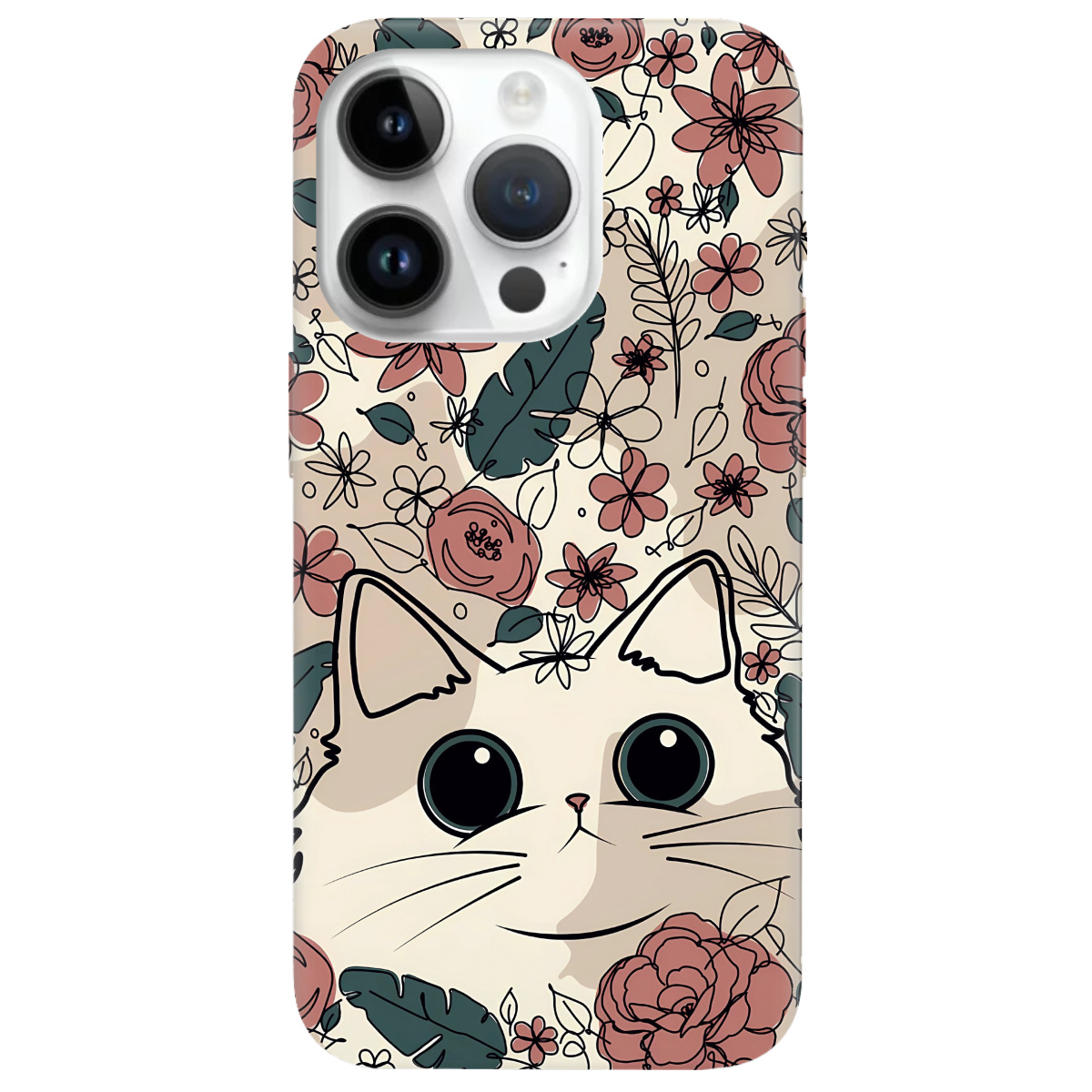 Чохол для Apple iPhone 14 Pro Max Flower cat - фото 1 Чохол для Apple iPhone 14 Pro Max Flower cat - фото 1 - Чохли для телефонів