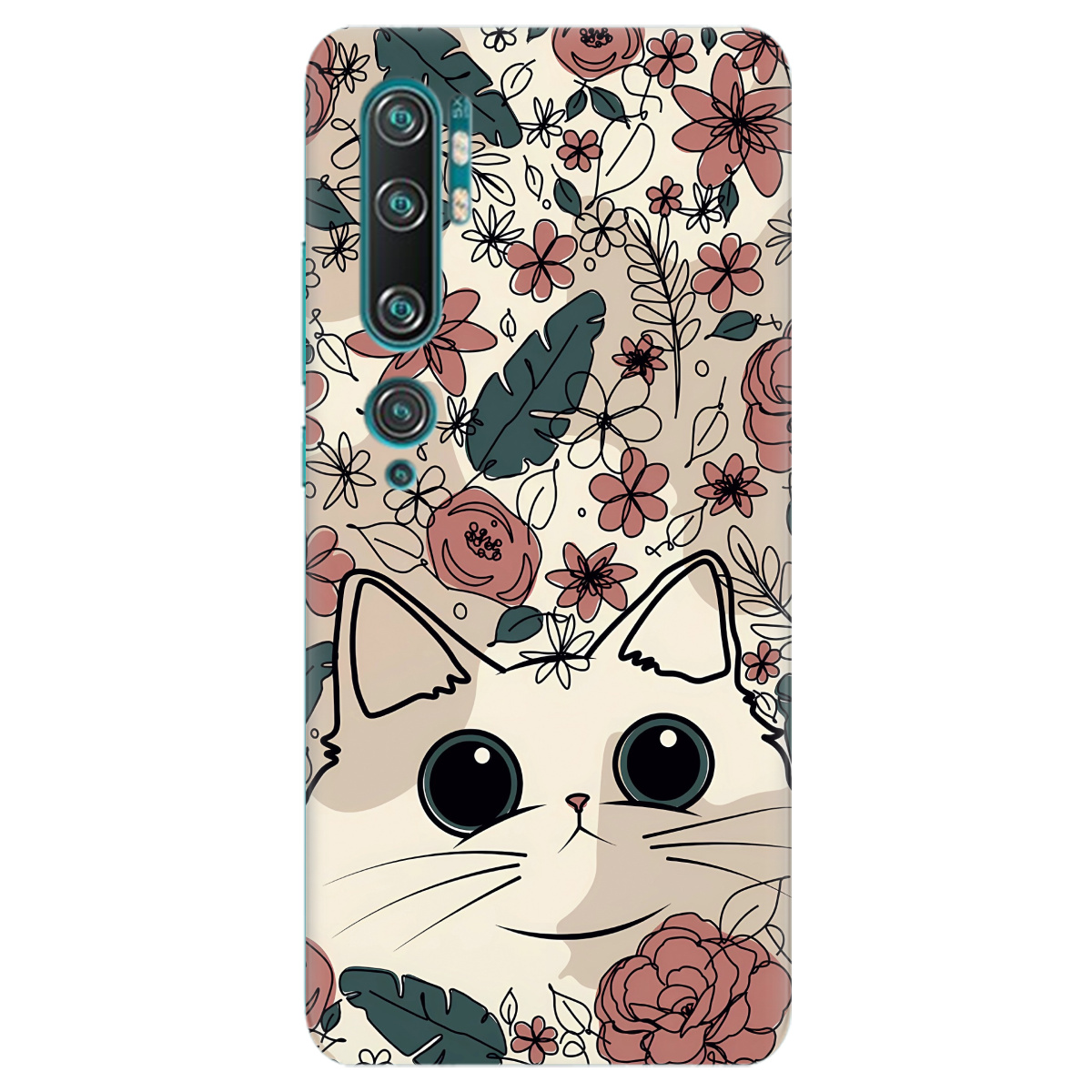Чохол для Xiaomi Mi Note 10 Pro Flower cat - фото 1 Чохол для Xiaomi Mi Note 10 Pro Flower cat - фото 1 - Чохли для телефонів