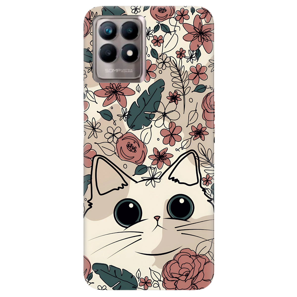 Чохол для Realme 8i Flower cat - фото 1 Чохол для Realme 8i Flower cat - фото 1 - Чохли для телефонів
