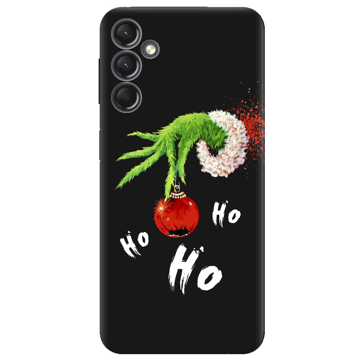 Чехол для Samsung Galaxy A25 черный матовый soft touch Grinch HO HO HO - фото 1 - Чехлы для телефонов