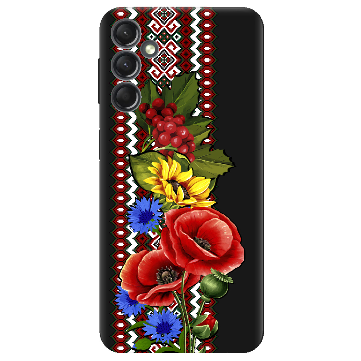 Чохол для Samsung Galaxy A25 чорний матовий soft touch Ukraine ornament - фото 1 - Чохли для телефонів