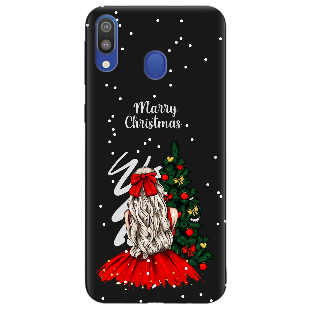 Чехол для Samsung Galaxy A20e черный матовый soft touch Beautiful christmas - фото 1 - Чехлы для телефонов