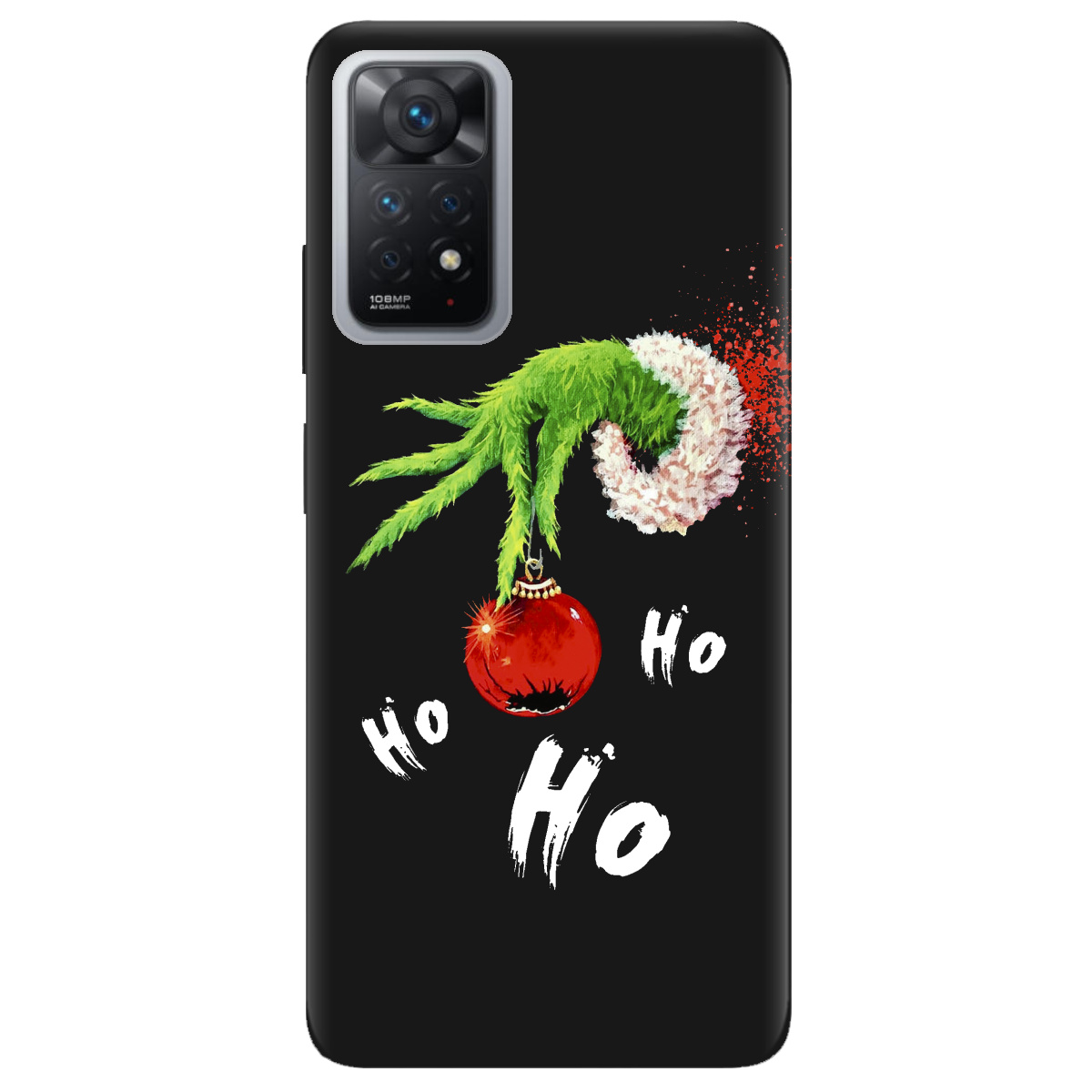 Чохол для Xiaomi Redmi Note 11 Pro чорний матовий soft touch Grinch HO HO HO - фото 1 - Чохли для телефонів