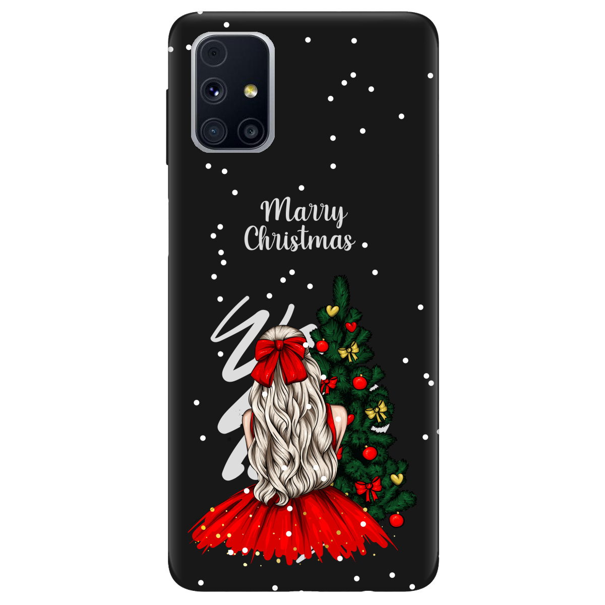 Чехол для Samsung Galaxy M31s черный матовый soft touch Beautiful christmas - фото 1 - Чехлы для телефонов