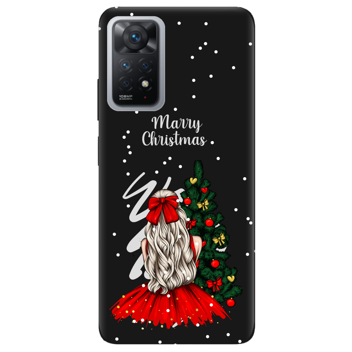 Чохол для Xiaomi Redmi Note 11 Pro чорний матовий soft touch Beautiful christmas - фото 1 Чохол для Xiaomi Redmi Note 11 Pro чорний матовий soft touch Beautiful christmas - фото 1 - Чохли для телефонів