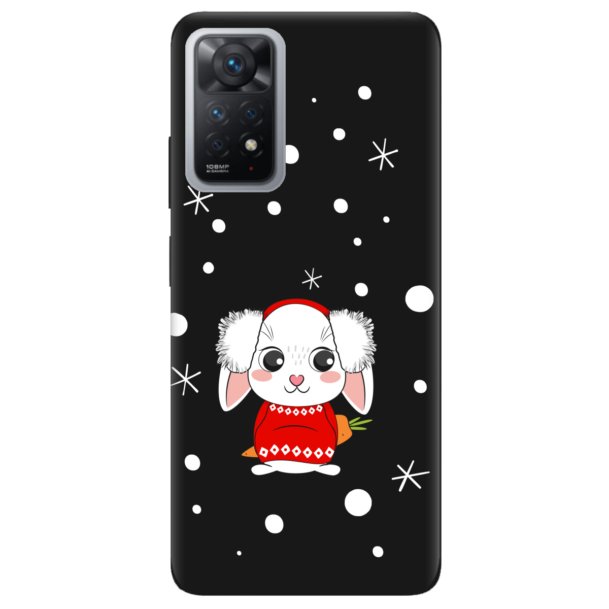 Чехол для Xiaomi Redmi Note 11 Pro черный матовый soft touch My bunny - фото 1 - Чехлы для телефонов