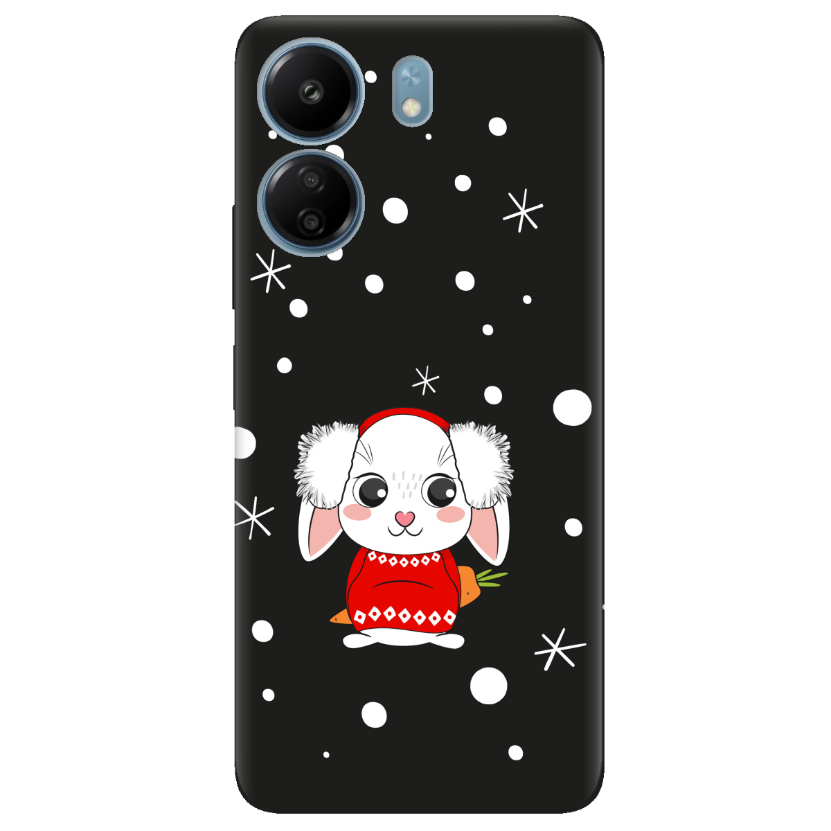 Чохол для Xiaomi Poco C65 чорний матовий soft touch з мікрофіброю My bunny - фото 1 - Чохли для телефонів