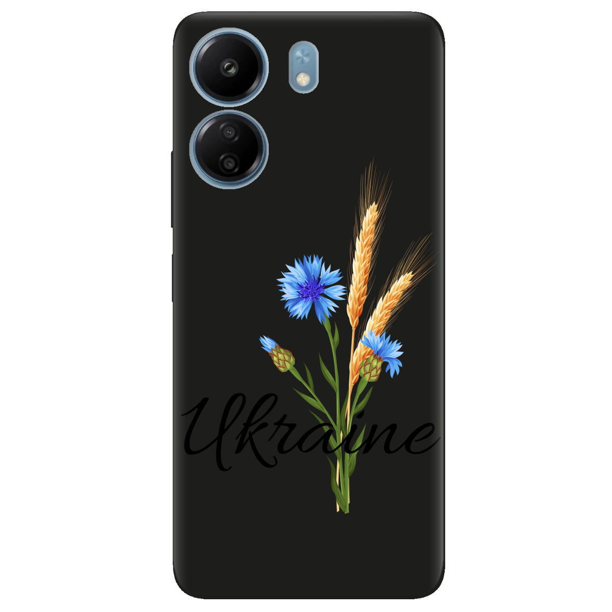 Чохол для Xiaomi Poco C65 чорний матовий soft touch з мікрофіброю Незалежна Україна - фото 1 - Чохли для телефонів