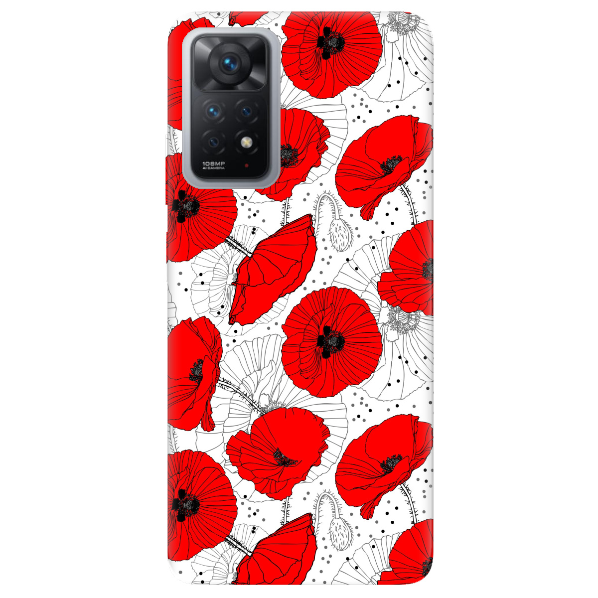 Чохол для Xiaomi Redmi Note 12 Pro 4G Red flower - фото 1 Чохол для Xiaomi Redmi Note 12 Pro 4G Red flower - фото 1 - Чохли для телефонів
