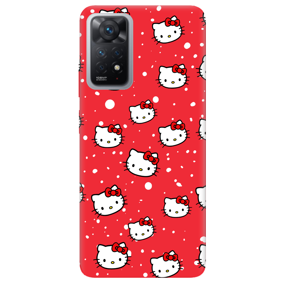 Чехол для Xiaomi Redmi Note 12 Pro 4G ярко-красный матовый soft touch Hello Kitty - фото 1 - Чехлы для телефонов