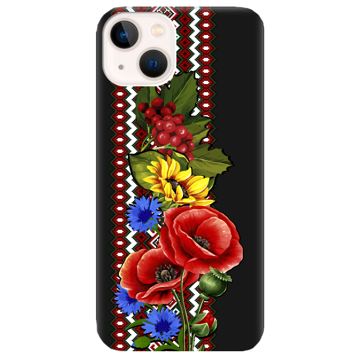 Чохол для Apple iPhone 13 Mini чорний матовий soft touch Ukraine ornament - фото 1 Чохол для Apple iPhone 13 Mini чорний матовий soft touch Ukraine ornament - фото 1 - Чохли для телефонів