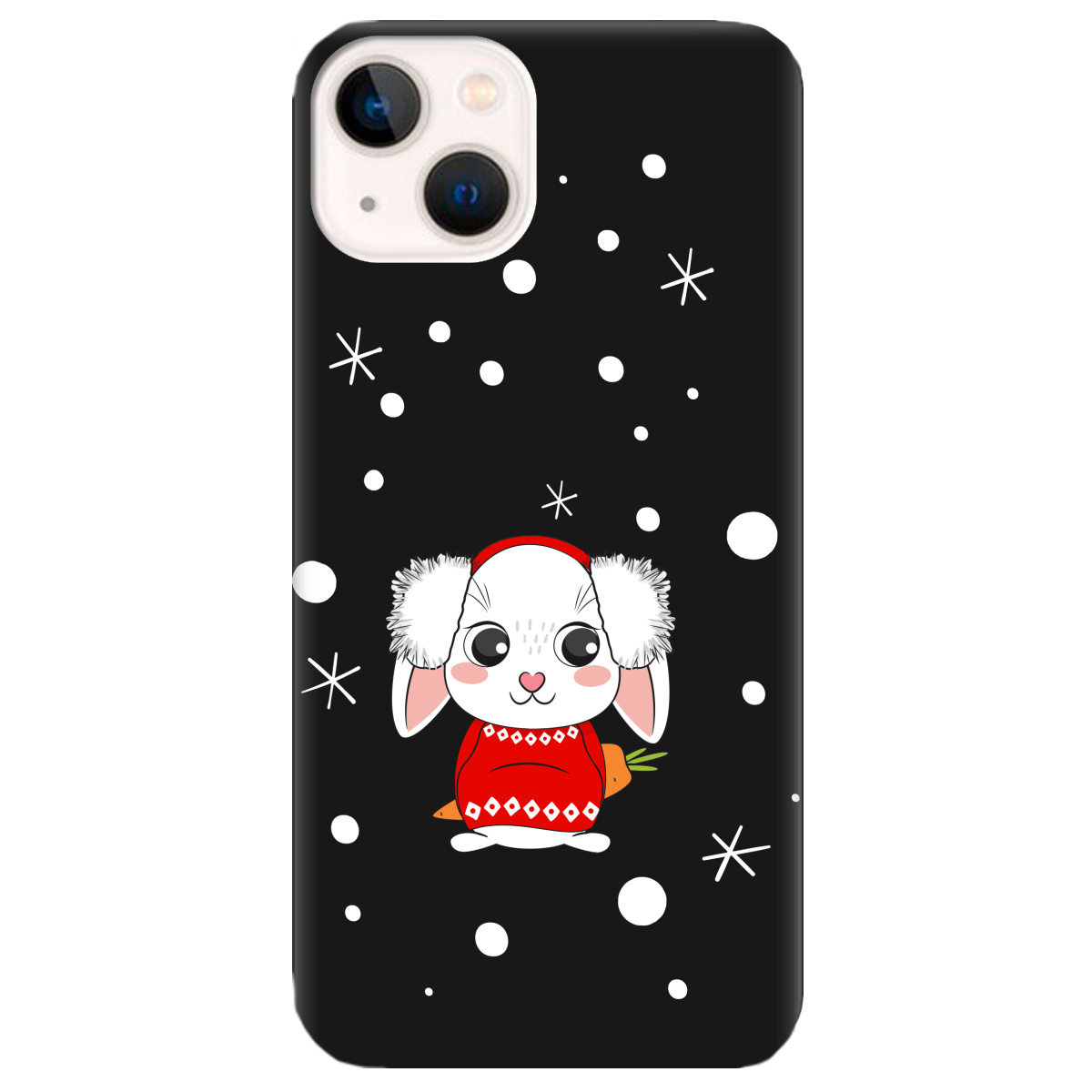 Чохол для Apple iPhone 13 Mini чорний матовий soft touch My bunny - фото 1 - Чохли для телефонів