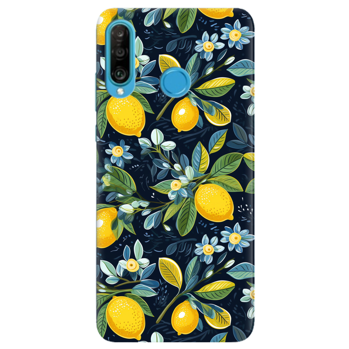 Чехол для Huawei P30 Lite Lemon with flower - фото 1 Чехол для Huawei P30 Lite Lemon with flower - фото 1 - Чехлы для телефонов