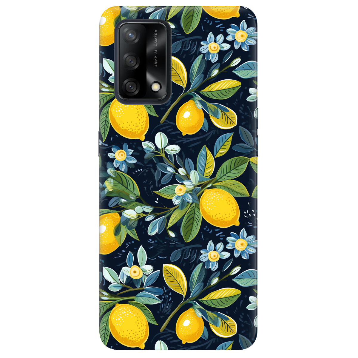 Чехол для Oppo A74 4G Lemon with flower - фото 1 - Чехлы для телефонов