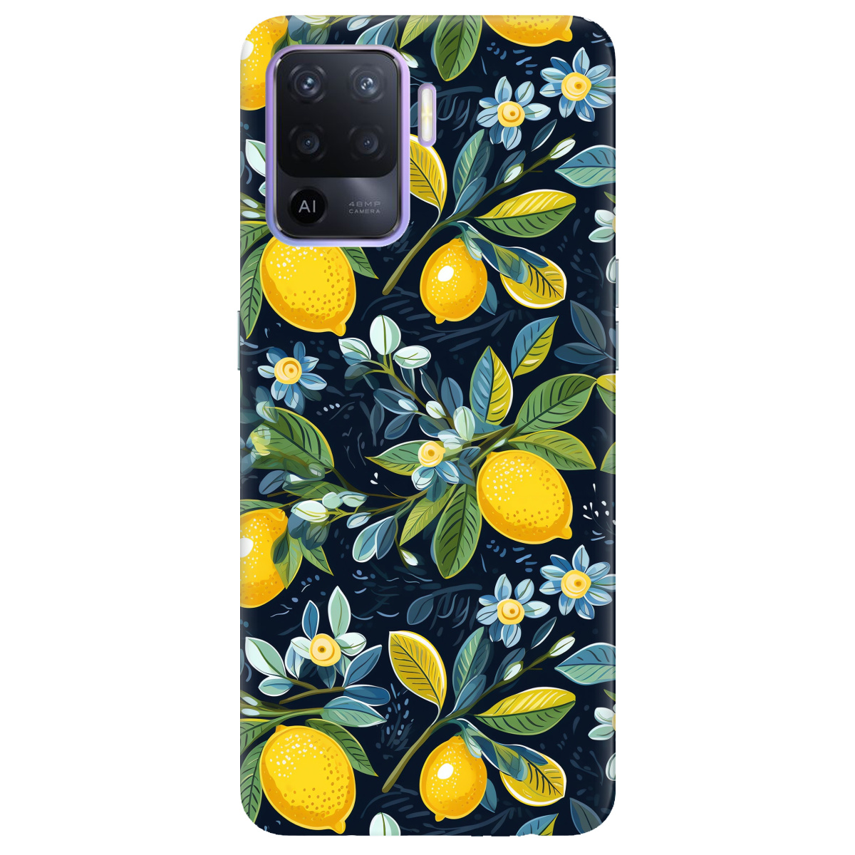 Чехол для Oppo Reno 5 Lite Lemon with flower - фото 1 Чехол для Oppo Reno 5 Lite Lemon with flower - фото 1 - Чехлы для телефонов