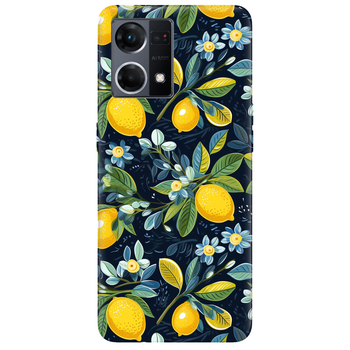 Чехол для Oppo Reno  7 4G Lemon with flower - фото 1 Чехол для Oppo Reno  7 4G Lemon with flower - фото 1 - Чехлы для телефонов