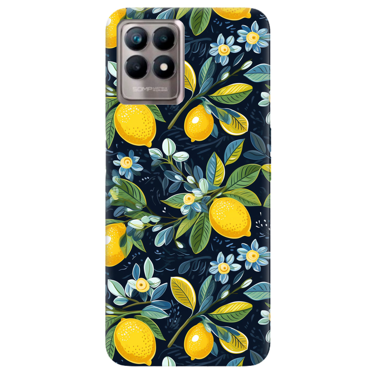 Чохол для Realme 8i Lemon with flower - фото 1 - Чохли для телефонів