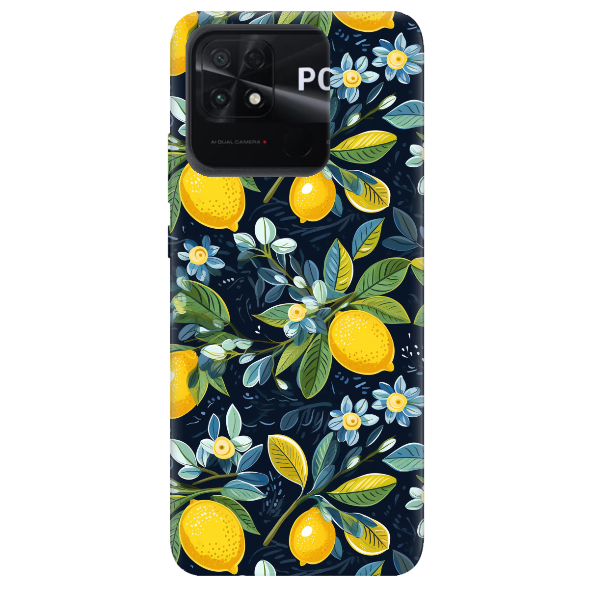 Чехол для Xiaomi Poco C40 Lemon with flower - фото 1 Чехол для Xiaomi Poco C40 Lemon with flower - фото 1 - Чехлы для телефонов