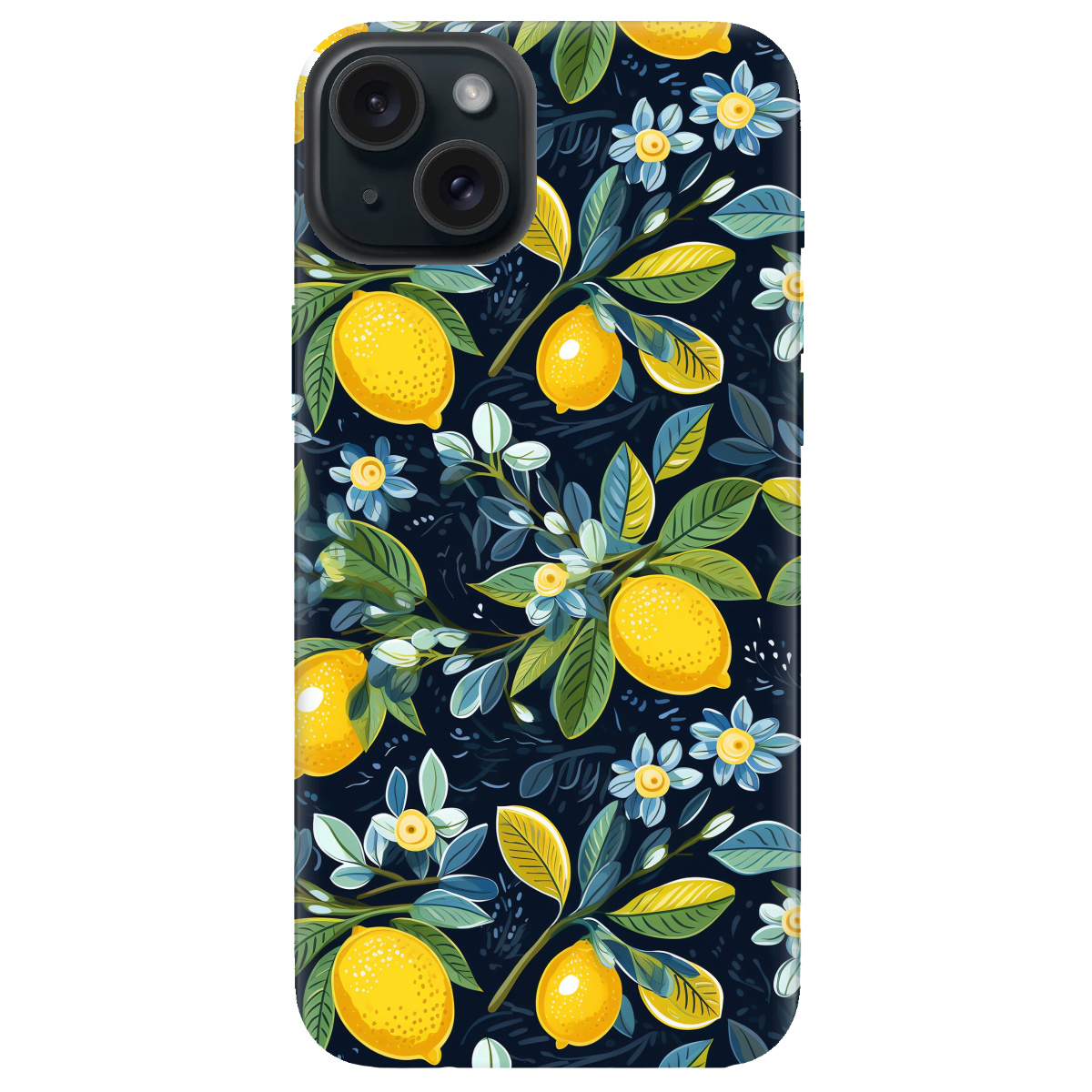 Чохол для Apple iPhone 15 Plus Lemon with flower - фото 1 Чохол для Apple iPhone 15 Plus Lemon with flower - фото 1 - Чохли для телефонів
