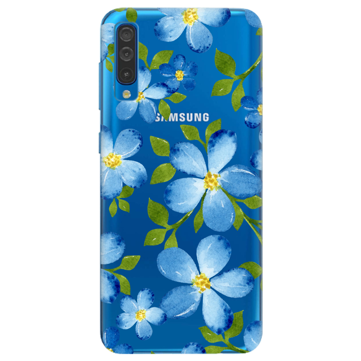 Чехол для Samsung Galaxy A50 Flowers blue - фото 1 - Чехлы для телефонов