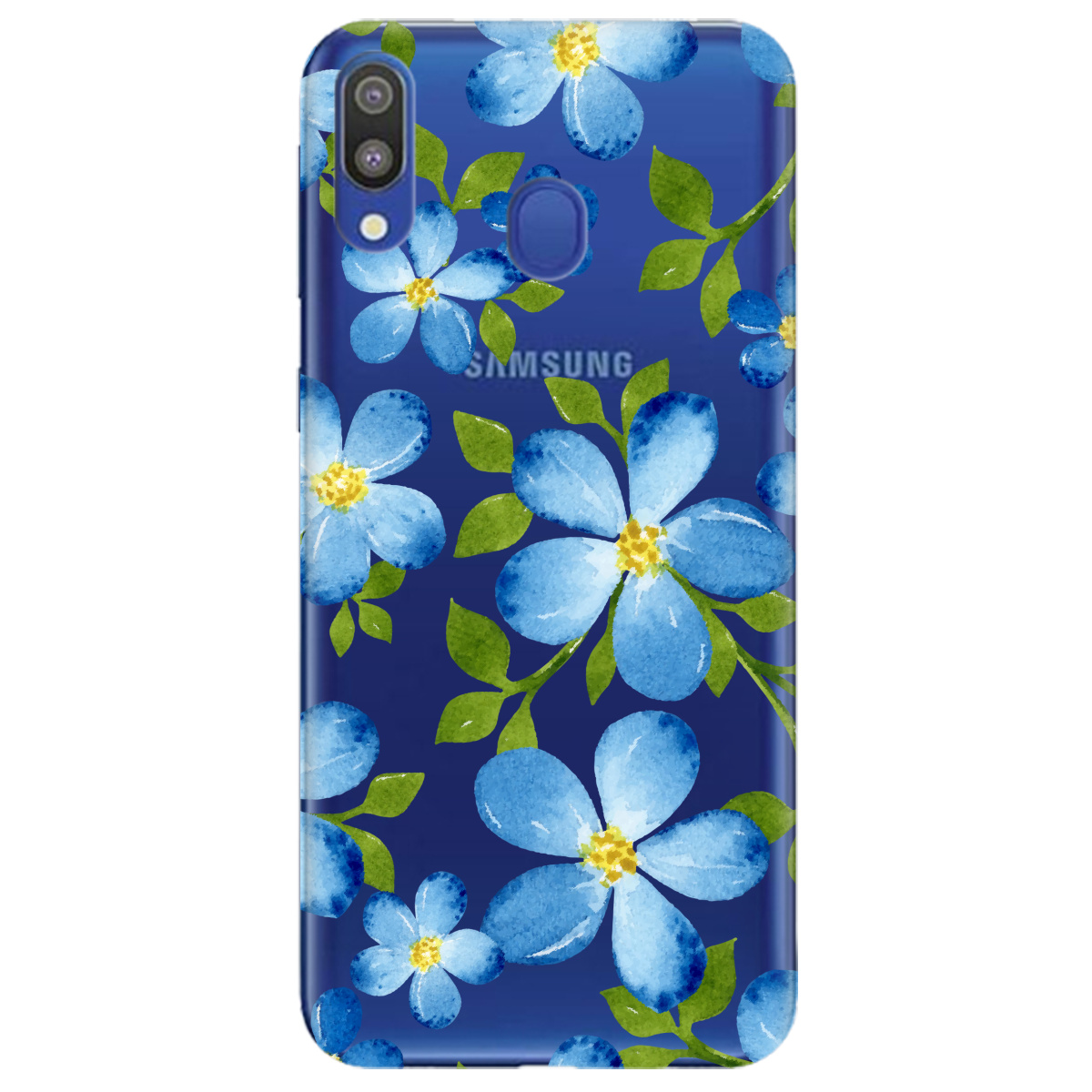 Чехол для Samsung Galaxy M20 Flowers blue - фото 1 - Чехлы для телефонов