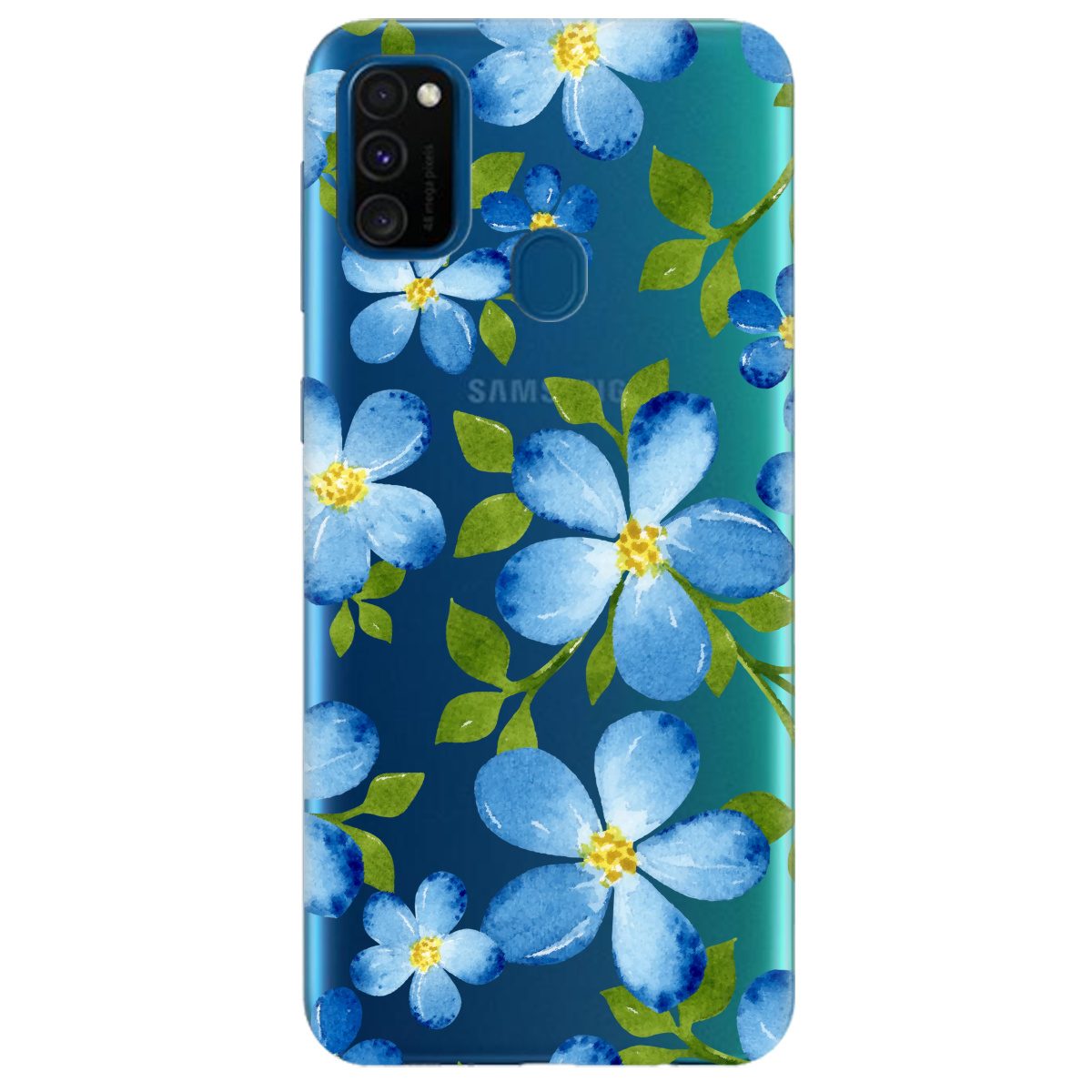 Чехол для Samsung Galaxy M21 Flowers blue - фото 1 - Чехлы для телефонов