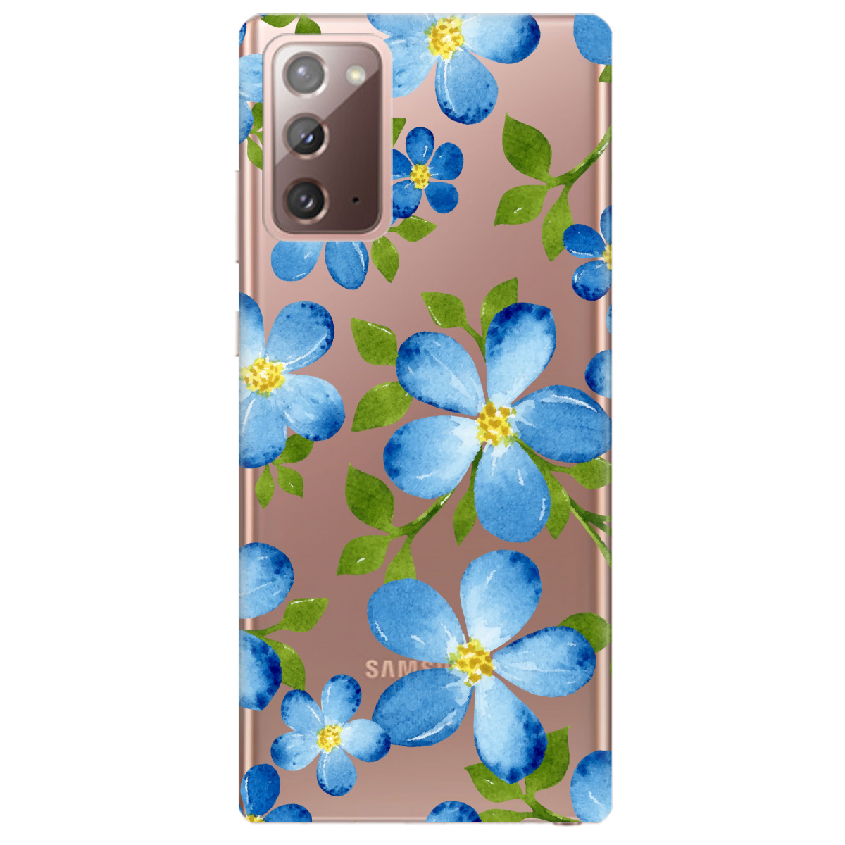 Чехол для Samsung Galaxy Note 20 Flowers blue - фото 1 - Чехлы для телефонов