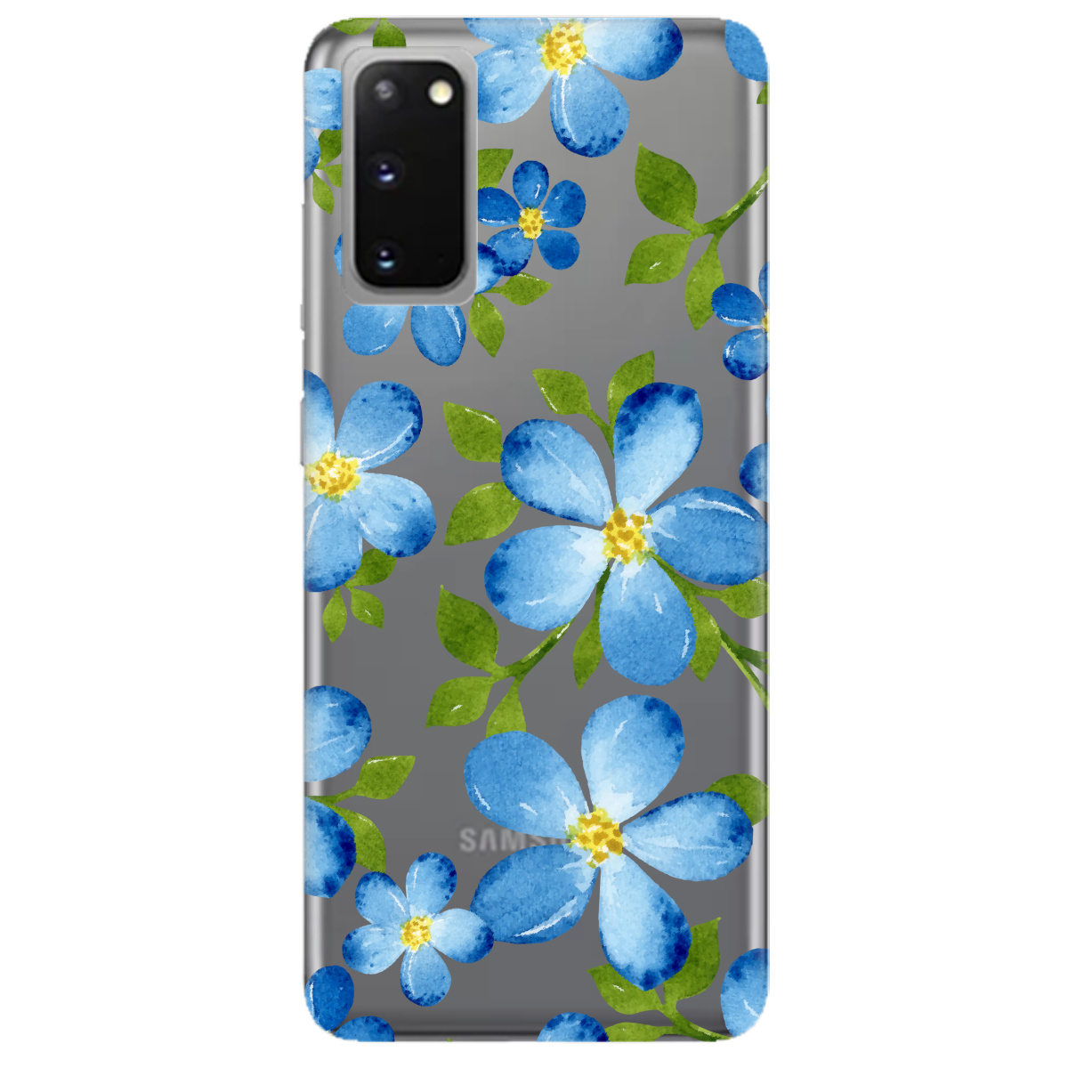 Чехол для Samsung Galaxy S20 Flowers blue - фото 1 - Чехлы для телефонов
