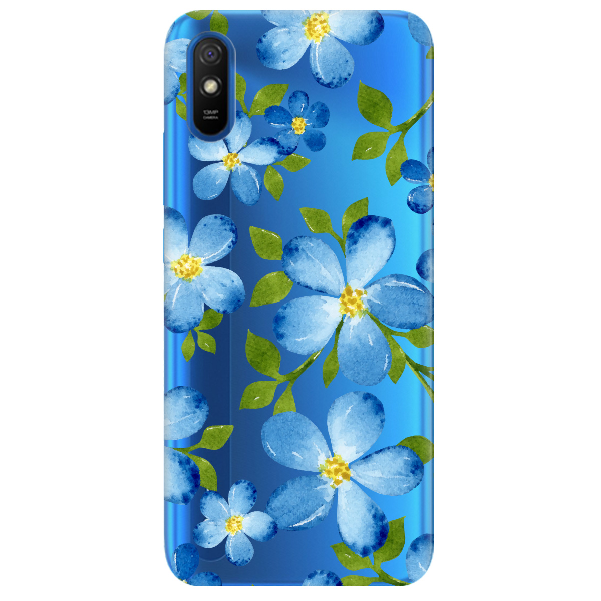 Чехол для Xiaomi Redmi 9A Flowers blue - фото 1 Чехол для Xiaomi Redmi 9A Flowers blue - фото 1 - Чехлы для телефонов