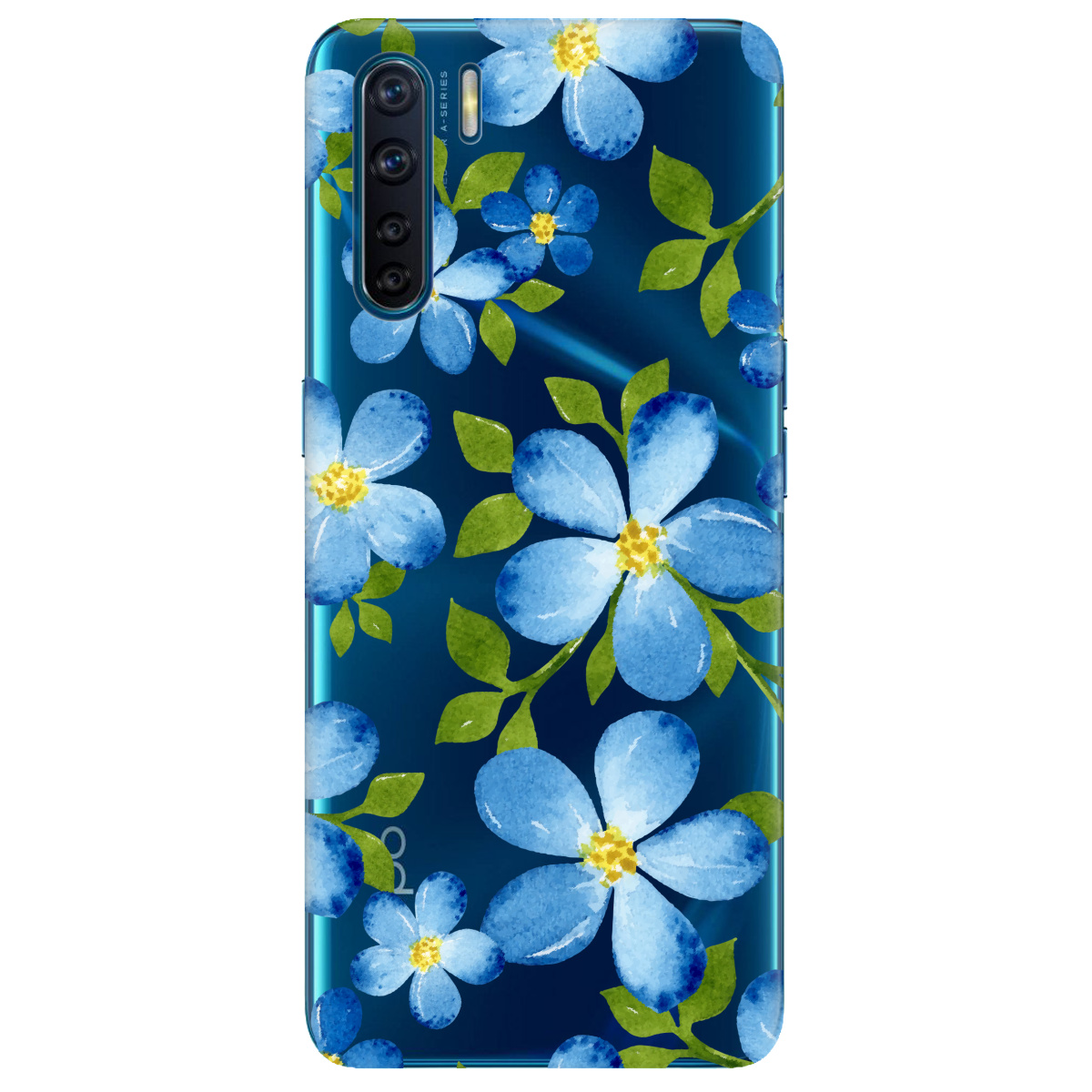 Чехол для Oppo Reno 3 Flowers blue - фото 1 - Чехлы для телефонов