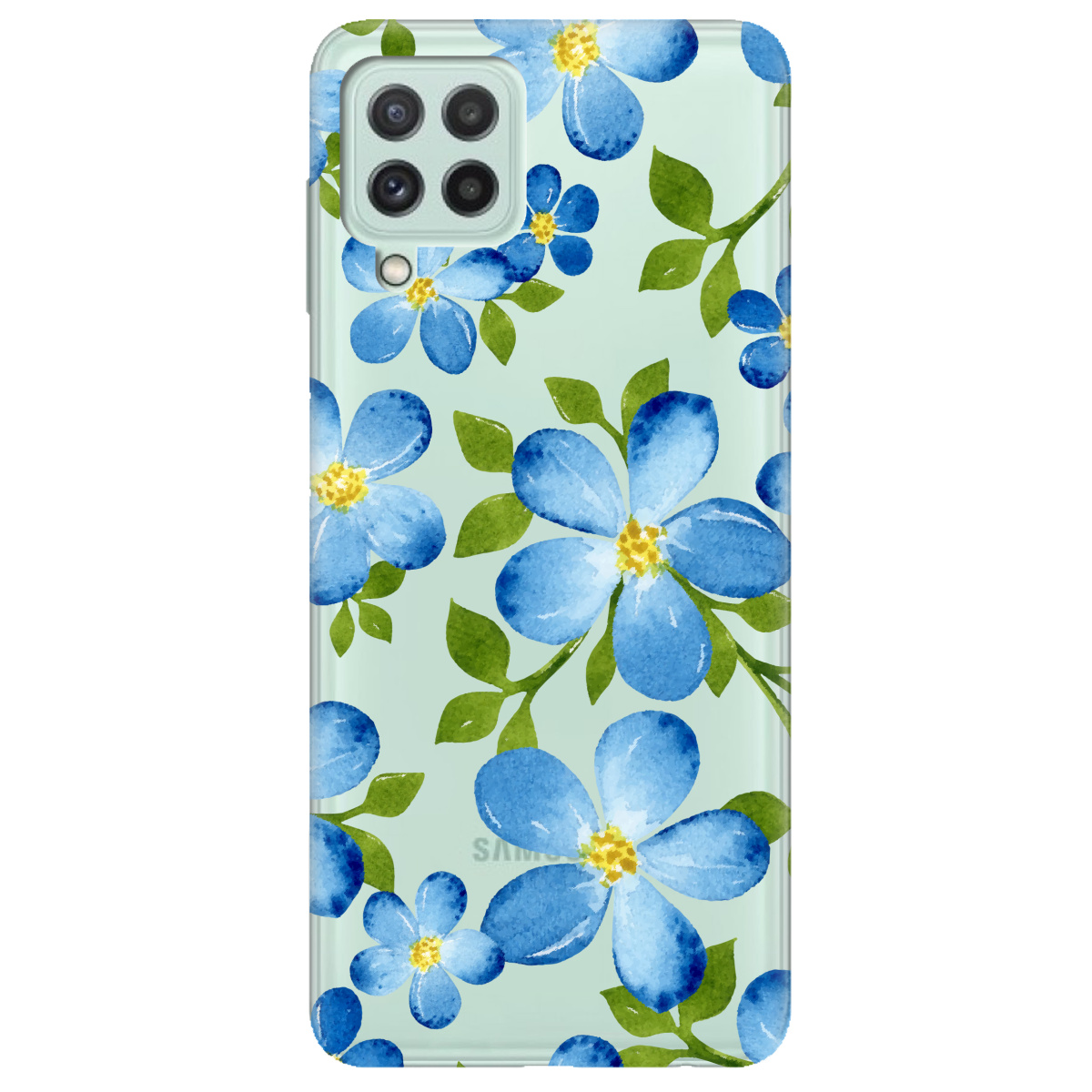 Чехол для Samsung Galaxy M32 Flowers blue - фото 1 - Чехлы для телефонов