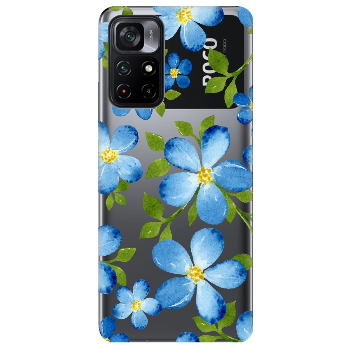 Чехол для Xiaomi Poco M4 Pro 5G Flowers blue - фото 1 Чехол для Xiaomi Poco M4 Pro 5G Flowers blue - фото 1 - Чехлы для телефонов