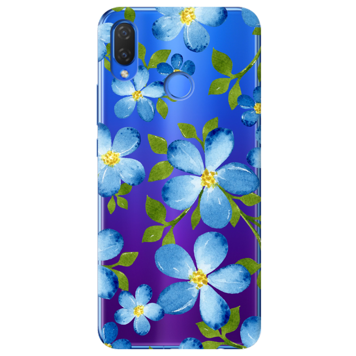Чохол для Huawei P Smart Plus Flowers blue - фото 1 Чохол для Huawei P Smart Plus Flowers blue - фото 1 - Чохли для телефонів