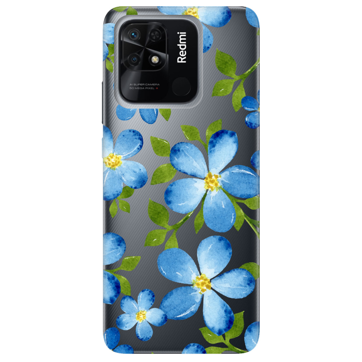 Чехол для Xiaomi Redmi 10C Flowers blue - фото 1 - Чехлы для телефонов