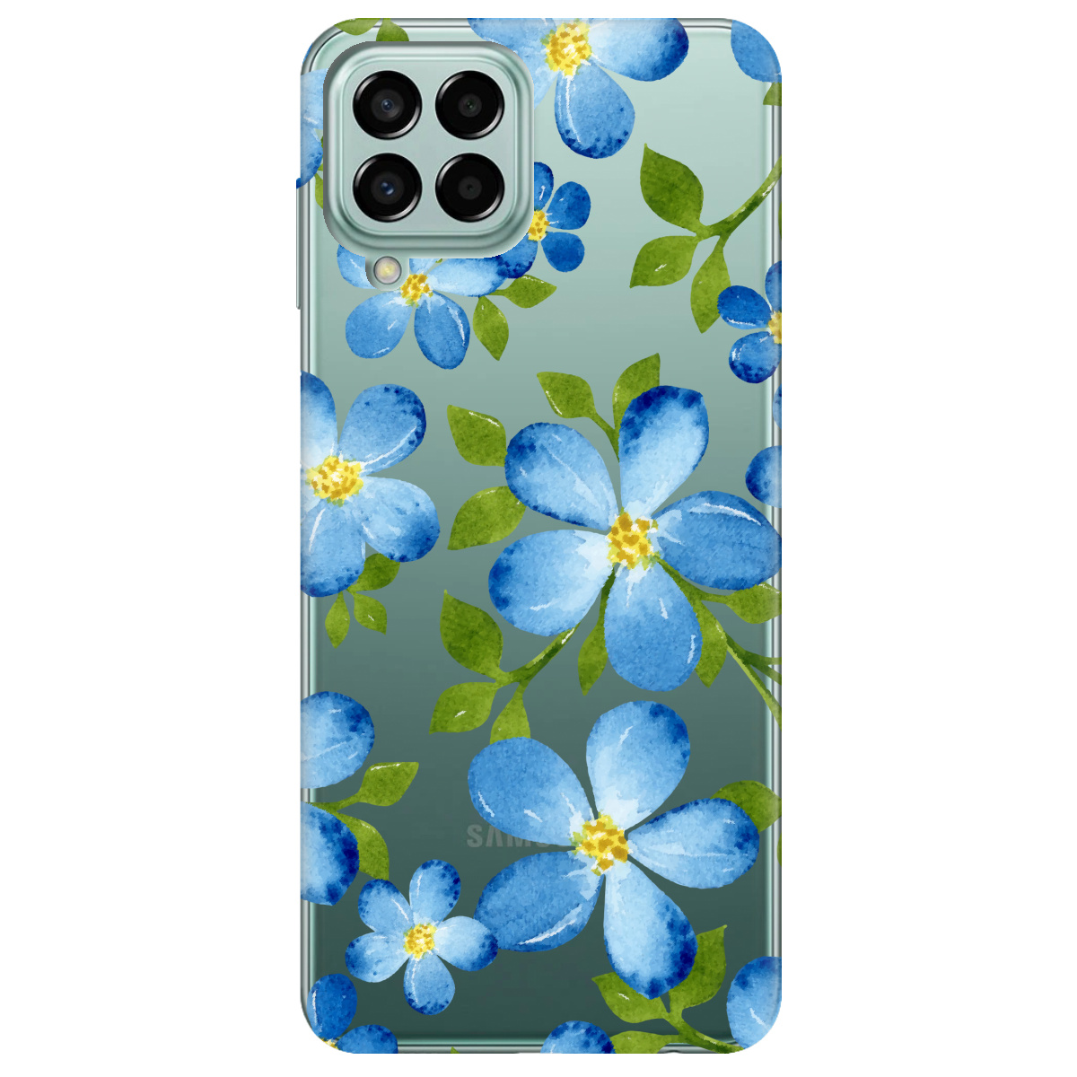 Чехол для Samsung Galaxy M33 5G Flowers blue - фото 1 Чехол для Samsung Galaxy M33 5G Flowers blue - фото 1 - Чехлы для телефонов