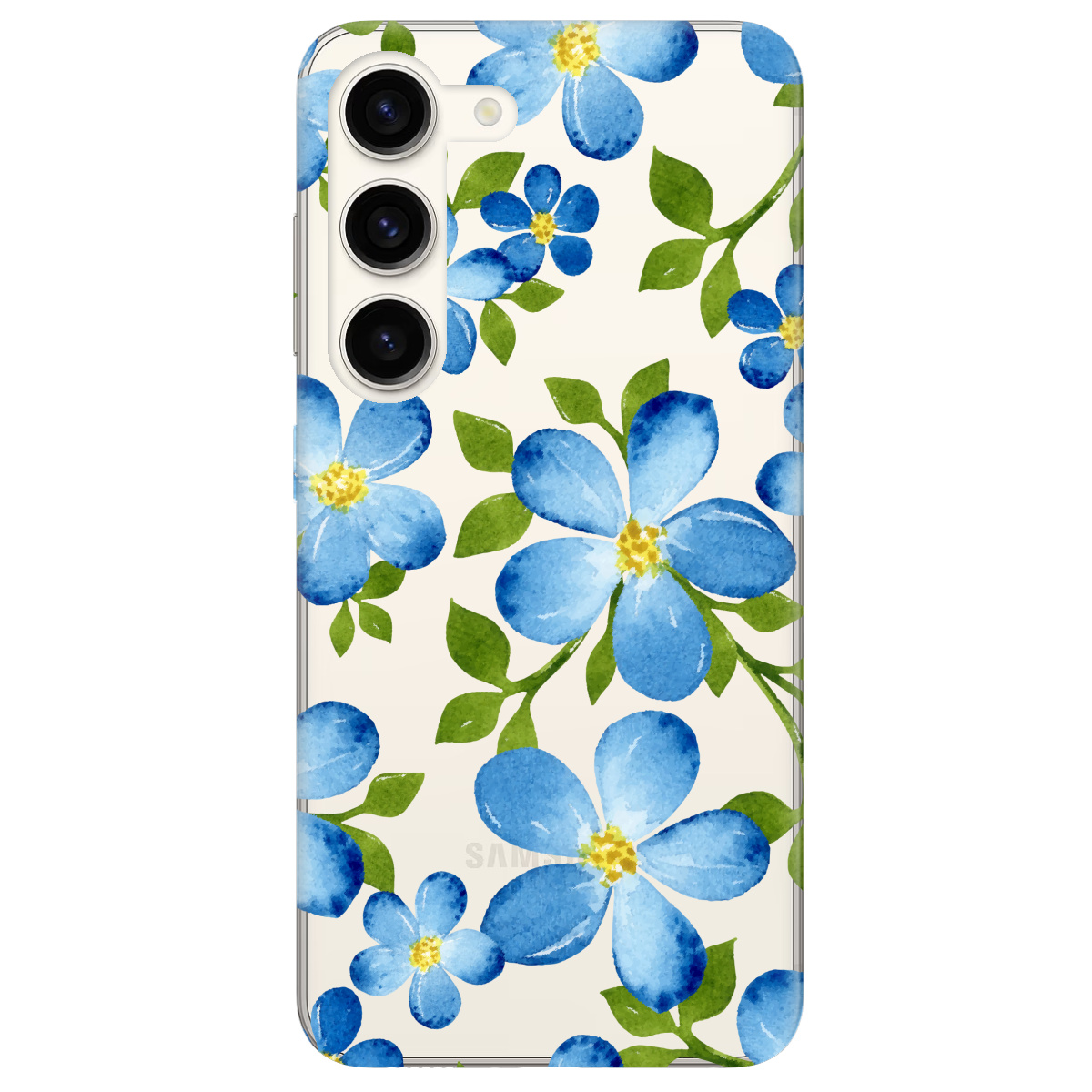 Чехол для Samsung Galaxy S23 Plus Flowers blue - фото 1 Чехол для Samsung Galaxy S23 Plus Flowers blue - фото 1 - Чехлы для телефонов