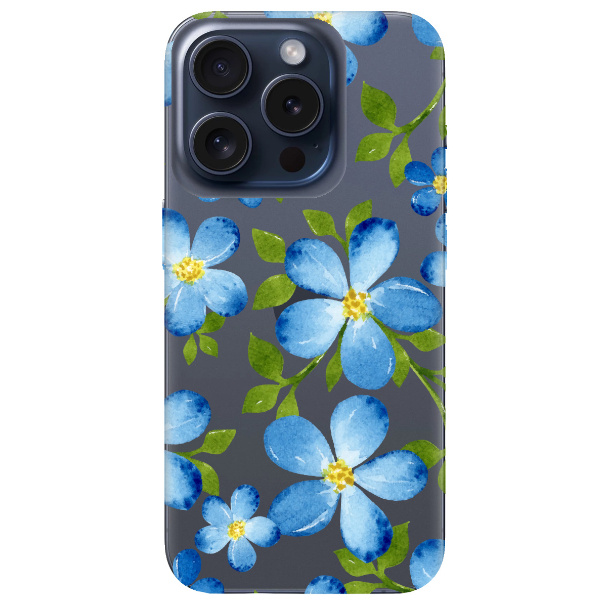 Чохол для Apple iPhone 15 Pro Flowers blue - фото 1 Чохол для Apple iPhone 15 Pro Flowers blue - фото 1 - Чохли для телефонів
